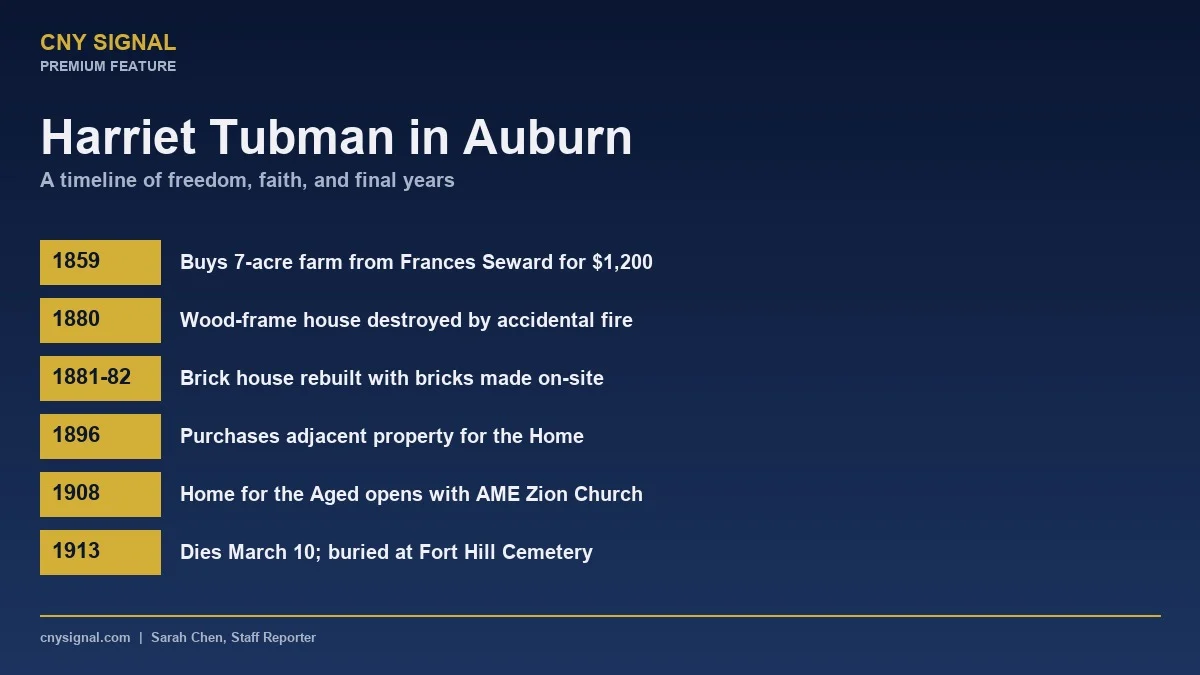 Timeline of Harriet Tubman's life in Auburn