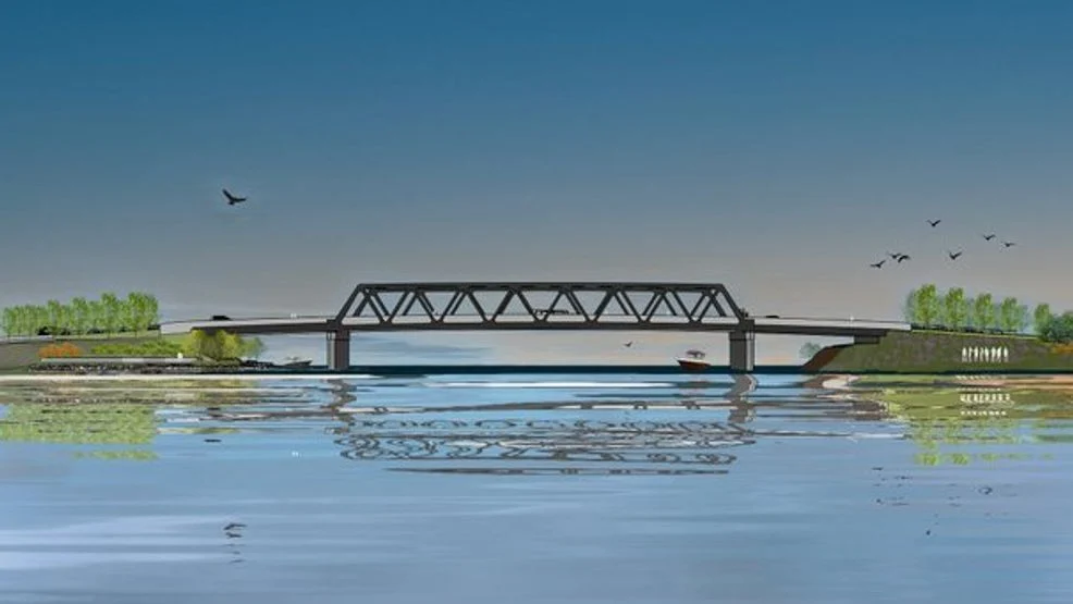 Official NYSDOT rendering of the new Route 11 gussetless truss bridge over the Oneida River in Brewerton, NY