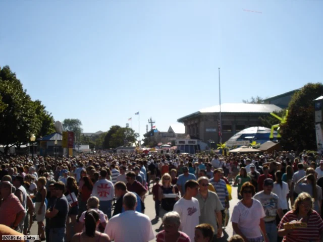 A crowd at the Great New York State Fair grounds