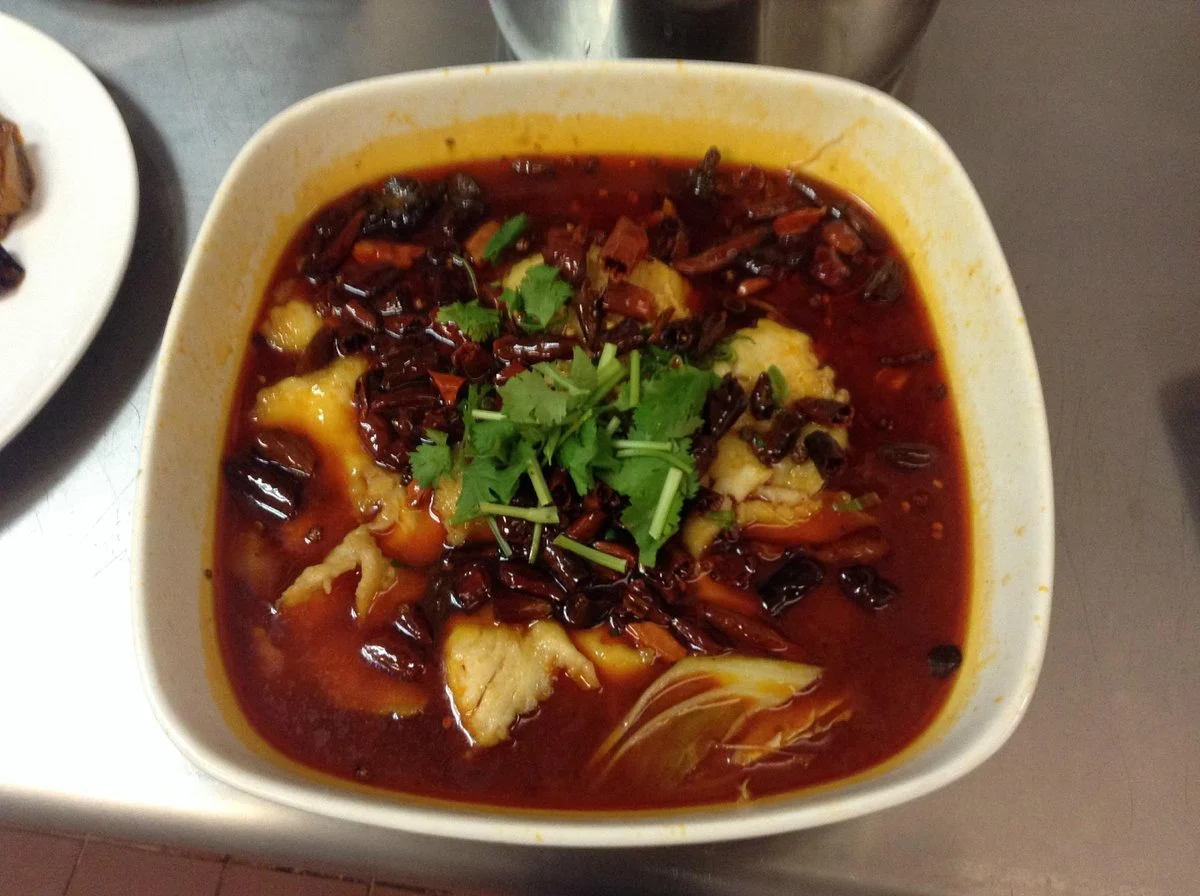 Boiled fish in chili oil at Red Chili Restaurant Syracuse