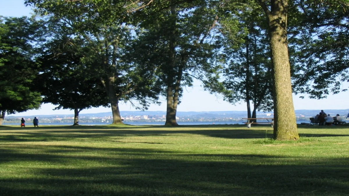 Families enjoying the spring weather at Onondaga Lake Park.