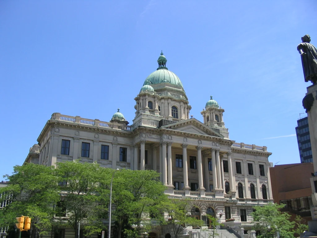 The Onondaga County Courthouse in downtown Syracuse, the seat of county government.