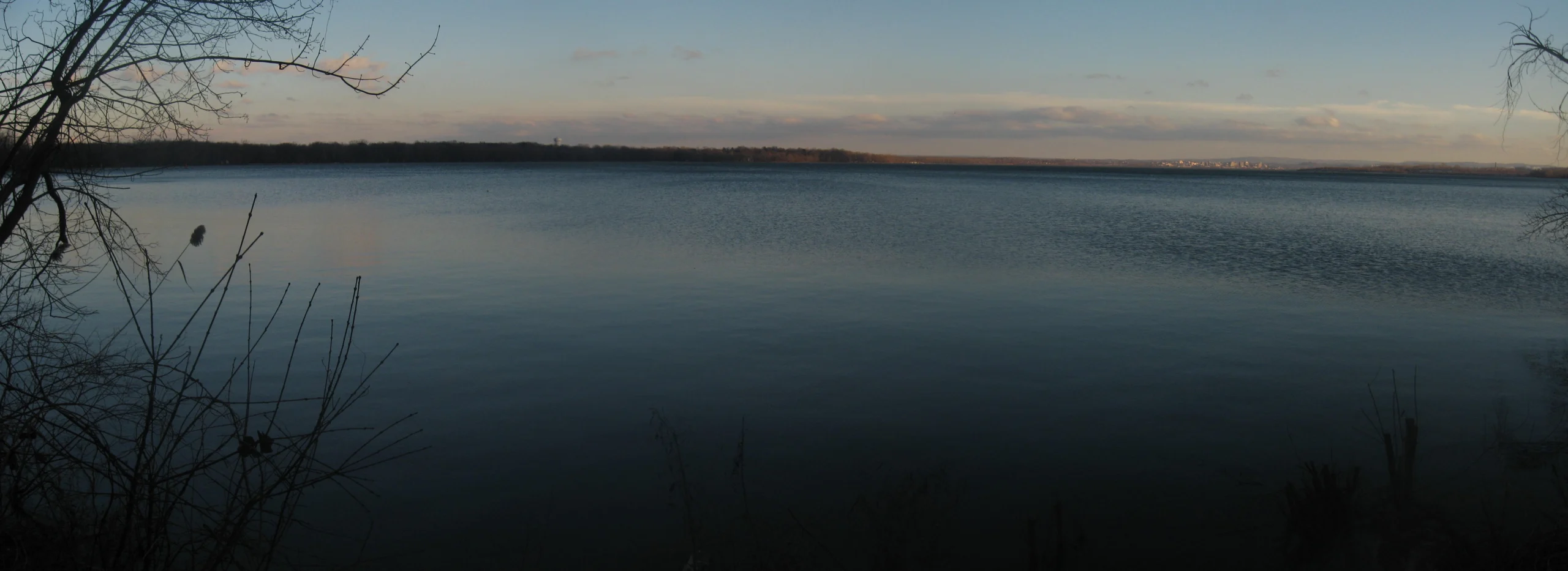 Onondaga Lake with the Syracuse skyline in the background, summer view.