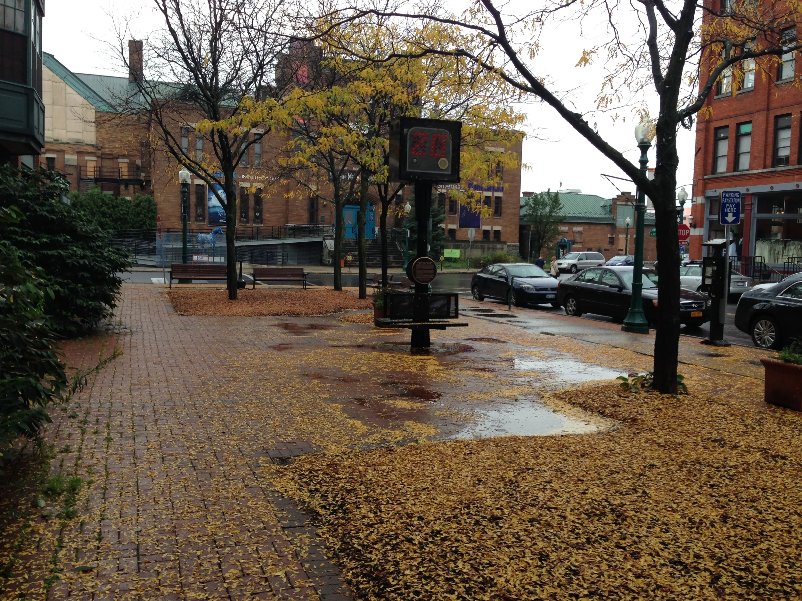 The Shot Clock Monument in its original Armory Square location, Syracuse, NY (2013).