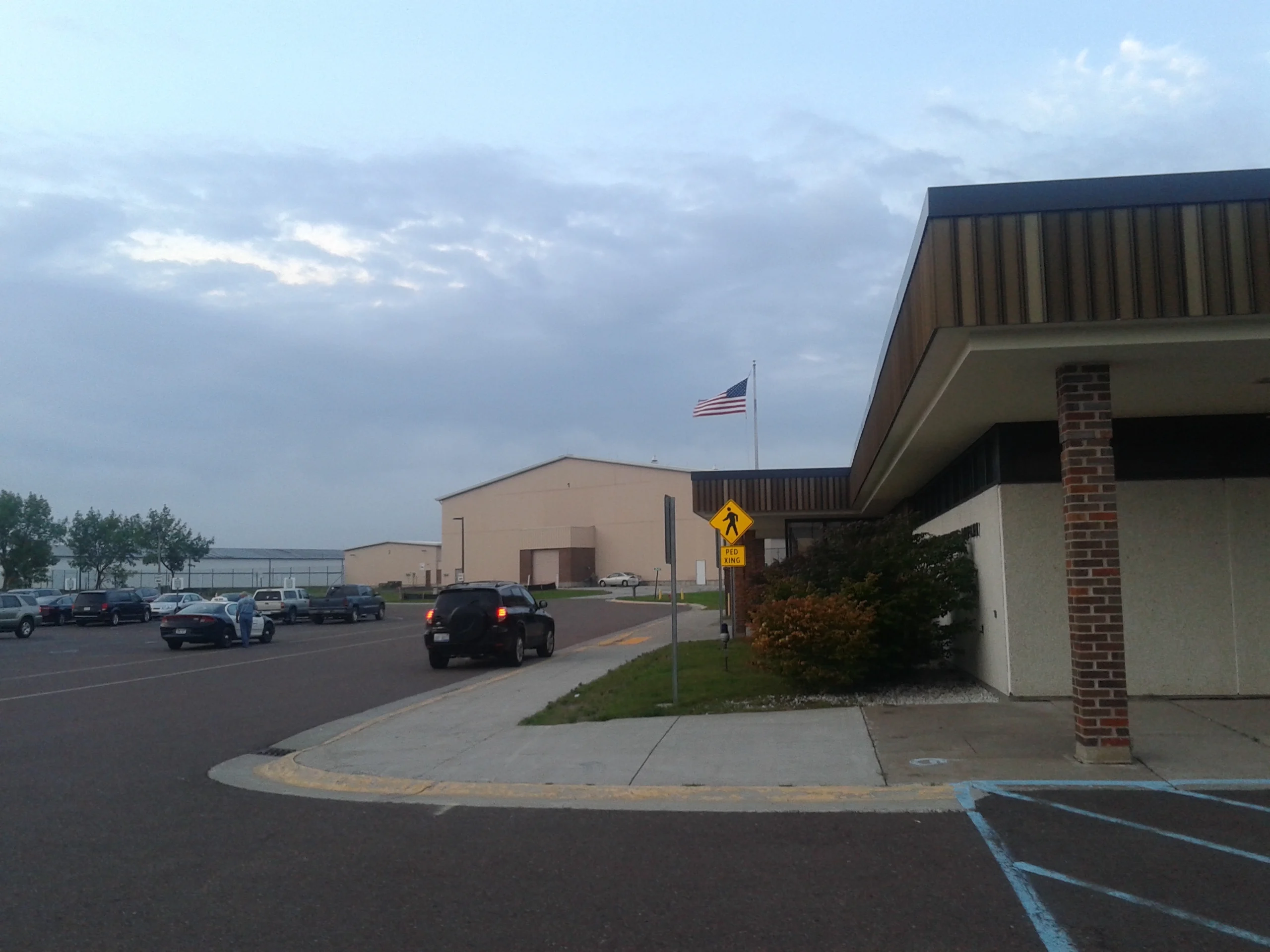 Syracuse Hancock International Airport main terminal building exterior in Mattydale, New York.