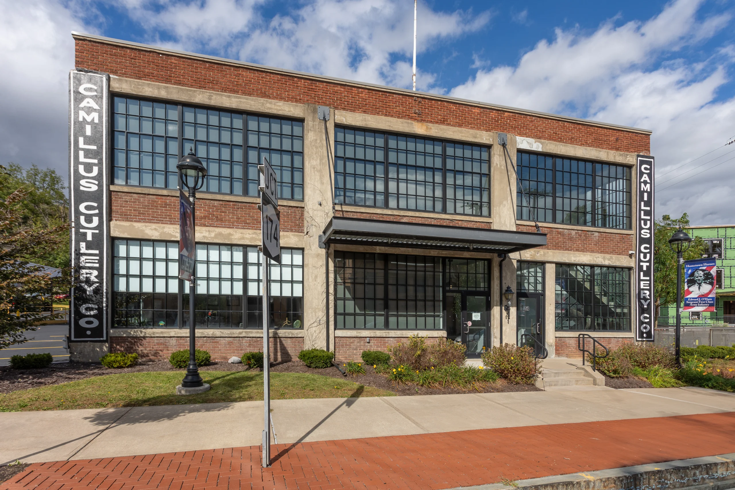 The former Camillus Cutlery Company headquarters building in Camillus, New York