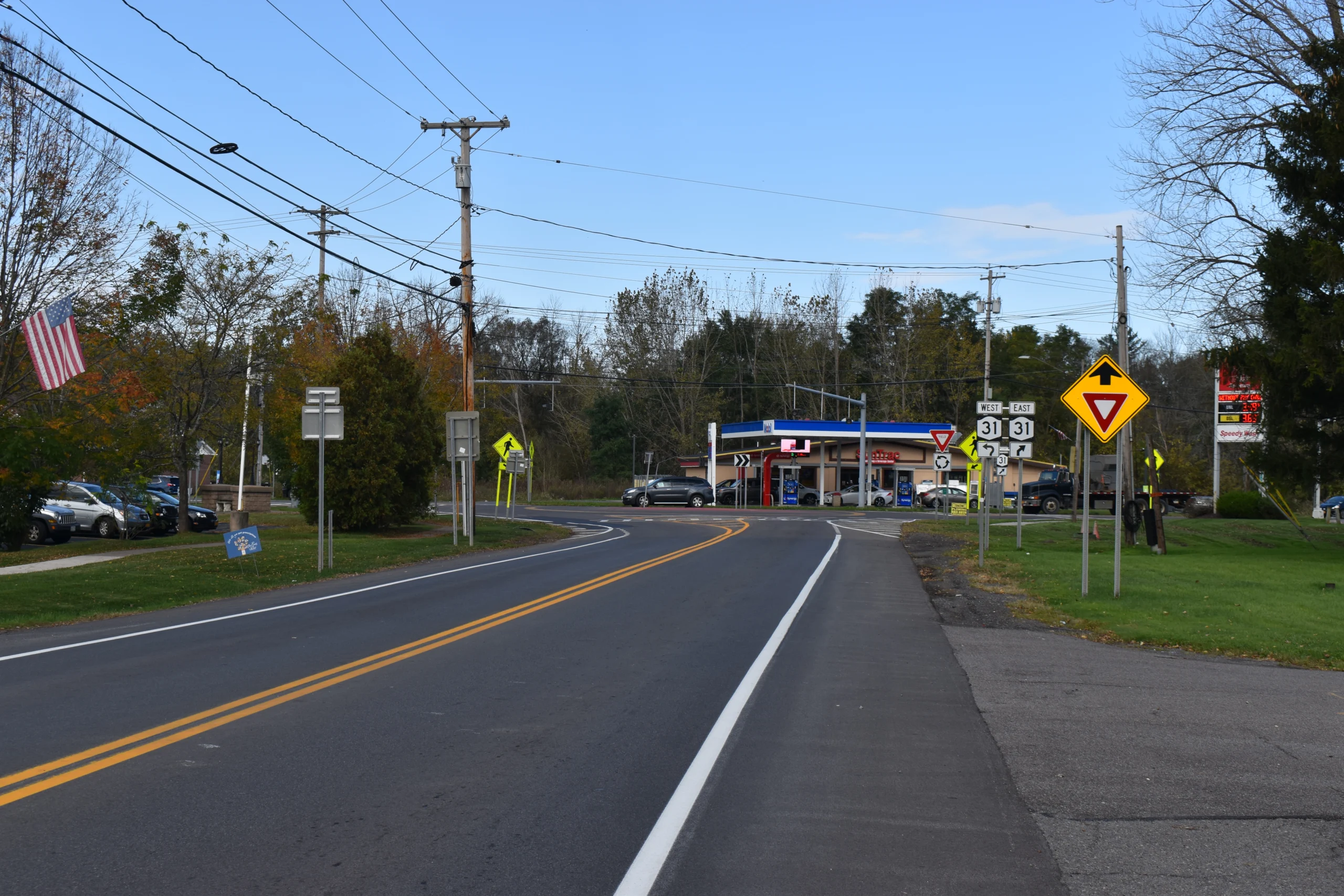 A state highway corridor in the town of Cicero, New York
