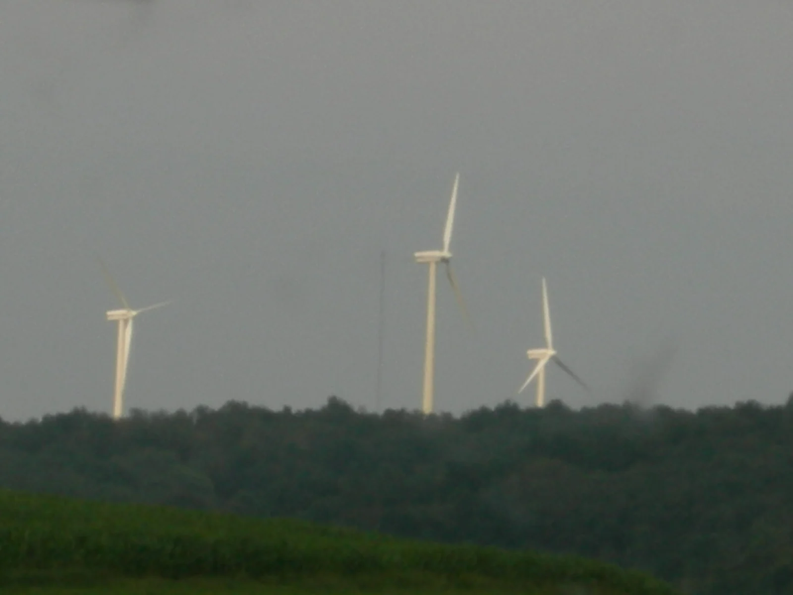 Wind turbines of the Madison Wind Farm seen from U.S. Route 20 in Madison County, New York