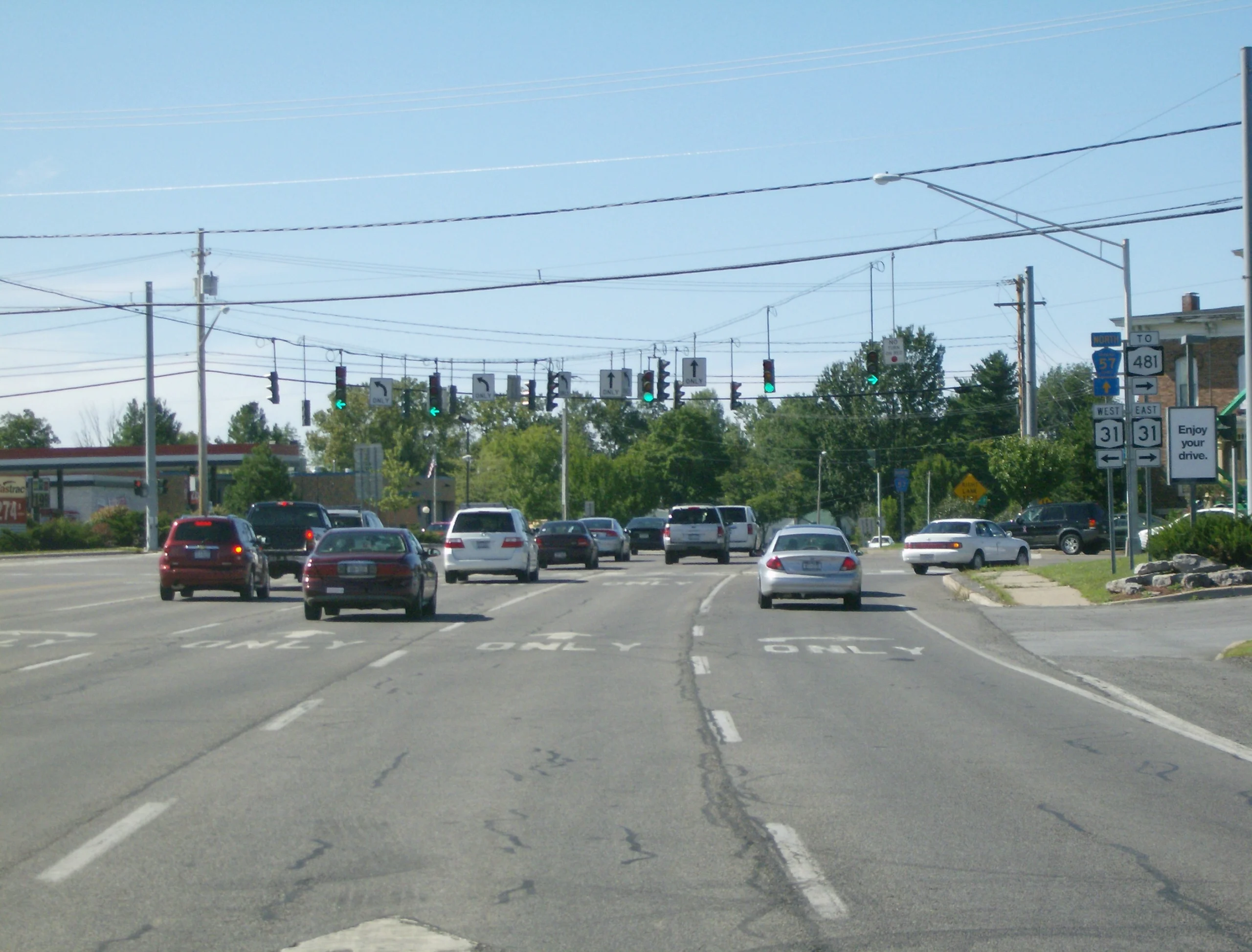 The intersection of New York State Route 31 and former Route 57 in Clay, New York