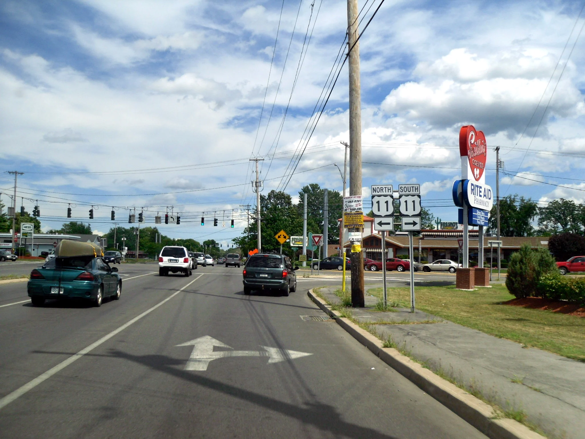 The Sweetheart Corner intersection of Route 11 and Taft Road in North Syracuse with its heart shaped sign