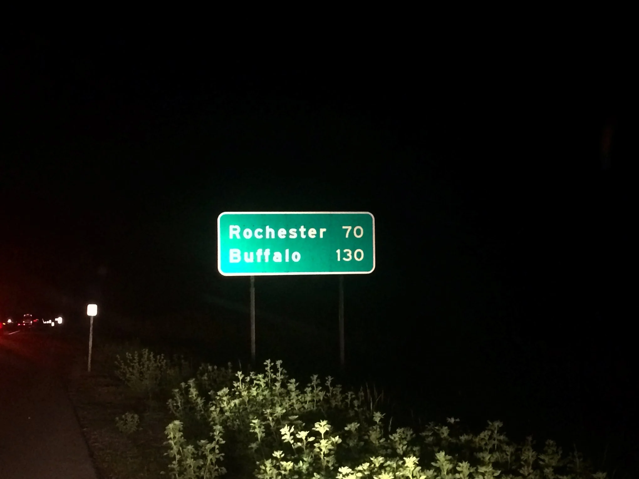 New York State Thruway signage in the Town of Van Buren, New York