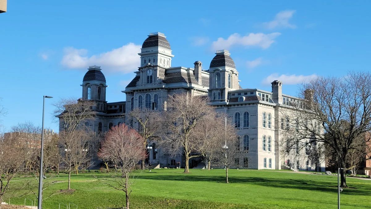 Hall of Languages at Syracuse University, as seen from Newhouse Steps